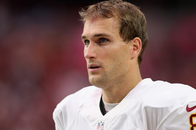 GLENDALE, AZ - OCTOBER 12:  Quarterback Kirk Cousins #8 of the Washington Redskins on the sidelines during the NFL game against the Arizona Cardinals at the University of Phoenix Stadium on October 12, 2014 in Glendale, Arizona. The Cardinals defeated the Redskins 30-20.  (Photo by Christian Petersen/Getty Images)