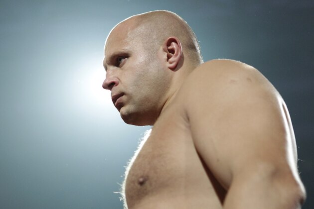 Fedor Emelianenko before fighting Fabricio Werdum in a Strikeforce/M-1 Global mixed martial arts match in San Jose, Calif., Saturday, June 26, 2010. Werdum won by submission in the first round. (AP Photo/Jeff Chiu)