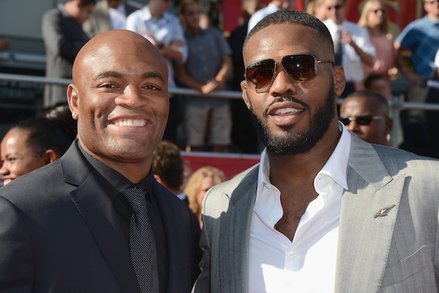 LOS ANGELES, CA - JULY 11:  (L-R) UFC fighters Anderson Silva and Jon Jones arrive at the 2012 ESPY Awards at Nokia Theatre L.A. Live on July 11, 2012 in Los Angeles, California.  (Photo by Frazer Harrison/Getty Images)