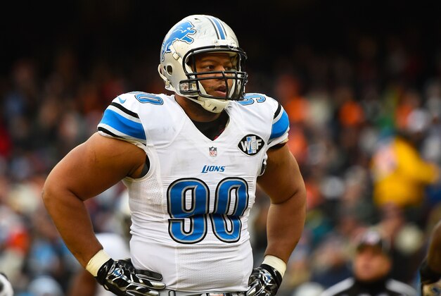 Dec 21, 2014; Chicago, IL, USA; Detroit Lions defensive tackle Ndamukong Suh (90) during the first half at Soldier Field. Mandatory Credit: Mike DiNovo-USA TODAY Sports