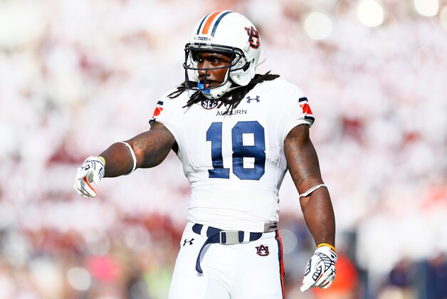 STARKVILLE, MS - OCTOBER 11:  Sammie Coates #18 of the Auburn Tigers against the Mississippi State Bulldogs at Davis Wade Stadium on October 11, 2014 in Starkville, Mississippi.  (Photo by Kevin C. Cox/Getty Images)