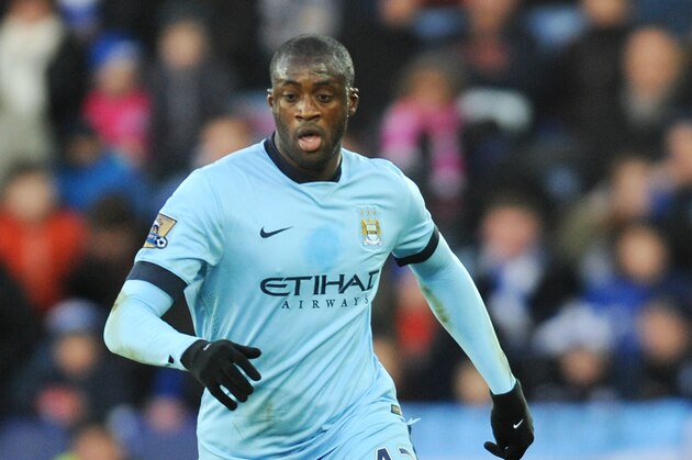 Manchester City's Yaya Toure during the English Premier League soccer match between Leicester City and Manchester City at King Power Stadium, in Leicester, England, Saturday, Dec. 13, 2014.  (AP Photo/Rui Vieira)