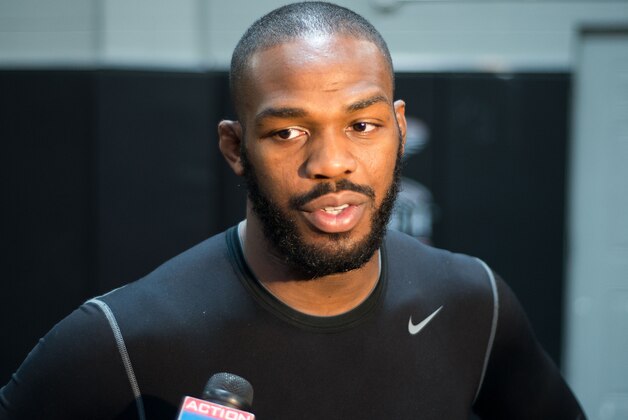 ALBUQUERQUE, NM - APRIL 08:  UFC light heavyweight champion Jon Jones  is interviewed during a Jon Jones / UFC  media event at Jackson’s Mixed Martial Arts & Fitness Academy on APRIL 8, 2013 in Albuquerque, New Mexico.  (Photo by Steve Snowden/Getty Images)