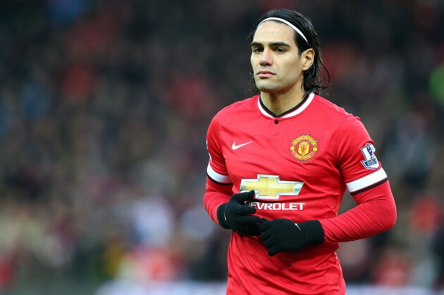 MANCHESTER, ENGLAND - DECEMBER 26:  Radamel Falcao of Manchester United looks on prior to the Barclays Premier League match between Manchester United and Newcastle United at Old Trafford on December 26, 2014 in Manchester, England.  (Photo by Alex Livesey/Getty Images)
