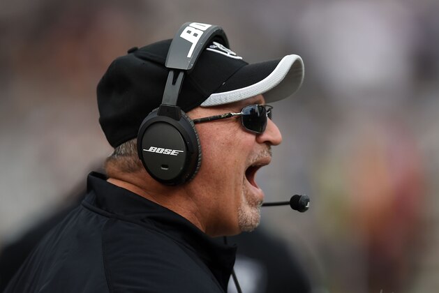 OAKLAND, CA - DECEMBER 21:  Interim head coach Tony Sparano of the Oakland Raiders yells in the first few minutes against the Buffalo Bills at O.co Coliseum on December 21, 2014 in Oakland, California.  (Photo by Thearon W. Henderson/Getty Images)