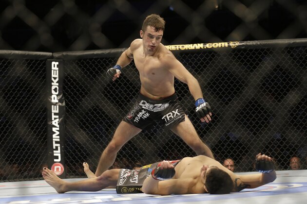 Myles Jury, top, prepares to punch Ramsey Nijem during the second round of a UFC lightweight mixed martial arts fight in San Jose, Calif., Saturday, April 20, 2013. Jury won by knock out in the second round. (AP Photo/Jeff Chiu) Myles Jury, top, prepares to punch Ramsey Nijem during the second round of a UFC lightweight mixed martial arts fight in San Jose, Calif., Saturday, April 20, 2013. Jury won by knock out in the second round. (AP Photo/Jeff Chiu)