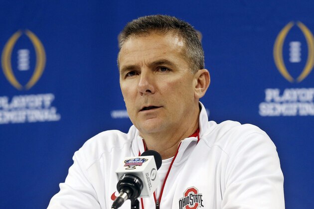 Ohio State coach Urban Meyer speaks during media day for the Sugar Bowl NCAA college football game at the Mercedes-Benz Superdome in New Orleans, Tuesday, Dec. 30, 2014. Ohio State is slated to square off against Alabama on New Year's Day. (AP Photo/Brynn Anderson)