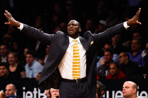 NEW YORK, NY - DECEMBER 29:  Head coach Tyrone Corbin of the Sacramento Kings looks on in the first half during a game against the Brooklyn Nets at the Barclays Center on December 29, 2014 in the Brooklyn borough of New York City. NOTE TO USER: User expressly acknowledges and agrees that, by downloading and/or using this photograph, user is consenting to the terms and conditions of the Getty Images License Agreement.  (Photo by Alex Goodlett/Getty Images)
