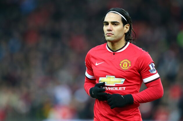 MANCHESTER, ENGLAND - DECEMBER 26:  Radamel Falcao of Manchester United looks on prior to the Barclays Premier League match between Manchester United and Newcastle United at Old Trafford on December 26, 2014 in Manchester, England.  (Photo by Alex Livesey/Getty Images)