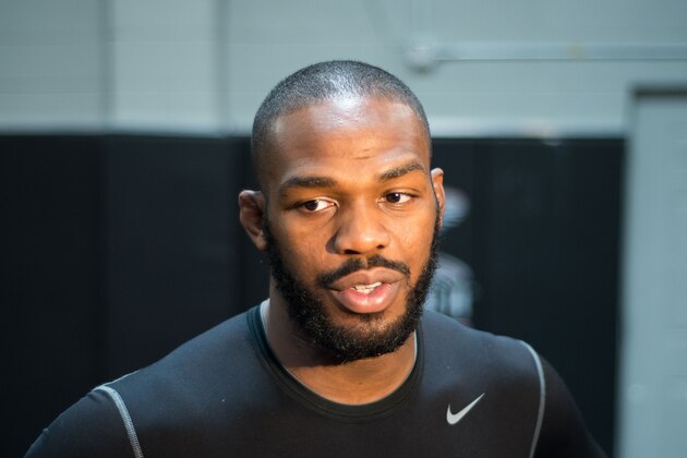 ALBUQUERQUE, NM - APRIL 08:  UFC light heavyweight champion Jon Jones  is interviewed during a Jon Jones / UFC  media event at Jackson’s Mixed Martial Arts & Fitness Academy on APRIL 8, 2013 in Albuquerque, New Mexico.  (Photo by Steve Snowden/Getty Images)