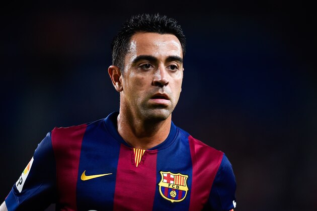 BARCELONA, SPAIN - AUGUST 18:  Xavi Hernandez of FC Barcelona looks on during the Joan Gamper Trophy match between FC Barcelona and Club Leon at Camp Nou on August 18, 2014 in Barcelona, Spain.  (Photo by David Ramos/Getty Images)