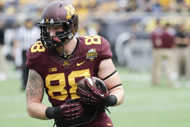 Minnesota tight end Maxx Williams (88) warms up before the Citrus Bowl NCAA college football game against Missouri in Orlando, Fla., Thursday, Jan. 1, 2015. (AP Photo/John Raoux) Minnesota tight end Maxx Williams (88) warms up before the Citrus Bowl NCAA college football game against Missouri in Orlando, Fla., Thursday, Jan. 1, 2015. (AP Photo/John Raoux)