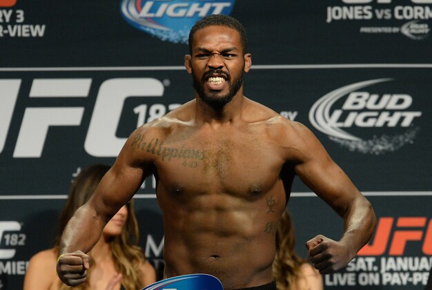 Jan 2, 2015; Las Vegas, NV, USA;   Jon Jones during the weigh in for his Light Heavyweight Title Bout against Daniel Cormier (not pictured) at MGM Grand Garden Arena. Mandatory Credit: Jayne Kamin-Oncea-USA TODAY Sports