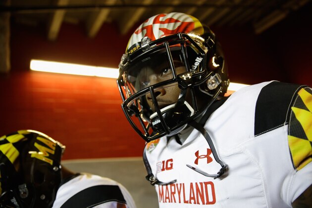 SANTA CLARA, CA - DECEMBER 30:  Stefon Diggs #1 of the Maryland Terrapins walks out of the tunnel for their game against the Stanford Cardinal in the Foster Farms Bowl at Levi's Stadium on December 30, 2014 in Santa Clara, California.  (Photo by Ezra Shaw/Getty Images)