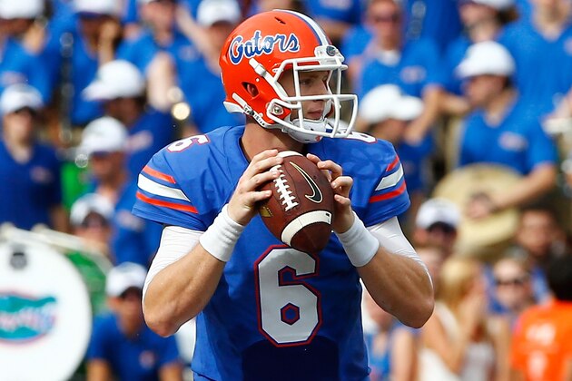 GAINESVILLE, FL - SEPTEMBER 06: Jeff Driskel #6 of the Florida Gators attempts a pass during the game against the Eastern Michigan Eagles at Ben Hill Stadium on September 6, 2014 in Gainesville, Florida. (Photo by Sam Greenwood/Getty Images) GAINESVILLE, FL - SEPTEMBER 06: Jeff Driskel #6 of the Florida Gators attempts a pass during the game against the Eastern Michigan Eagles at Ben Hill Stadium on September 6, 2014 in Gainesville, Florida. (Photo by Sam Greenwood/Getty Images)