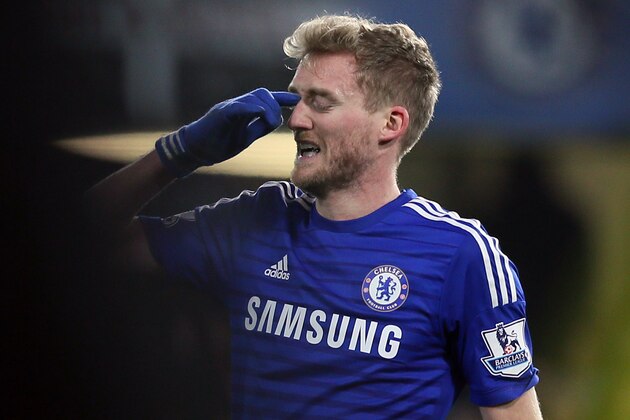 Chelsea’s Andre Schurrle looks dejected after missing a chance during the English FA Cup third round soccer match between Chelsea and Watford at Stamford Bridge in London, England, Sunday, Jan. 4, 2015. (AP Photo/Tim Ireland)