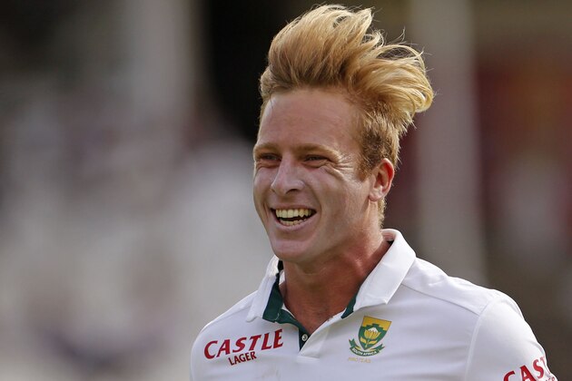 South Africa's Simon Harmer jumps up after taking the wicket of West Indies Marlon Samuels, during the third cricket test match in Cape Town, South Africa, Monday, Jan. 5, 2015. (AP Photo/Schalk van Zuydam) South Africa's Simon Harmer jumps up after taking the wicket of West Indies Marlon Samuels, during the third cricket test match in Cape Town, South Africa, Monday, Jan. 5, 2015. (AP Photo/Schalk van Zuydam)