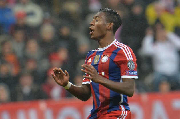 Bayern's David Alaba reacts during the Champions League group E soccer match between Bayern Munich and Roma in Munich, Germany, on Wednesday, Nov. 05, 2014. (AP Photo/Kerstin Joensson)