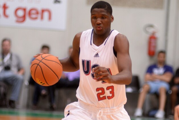TREVISO, ITALY - JUNE 09:  Carlton Bragg of team USA in action during adidas Eurocamp day three at La Ghirada sports center on June 9, 2014 in Treviso, Italy.  (Photo by Roberto Serra/Iguana Press/Getty Images)