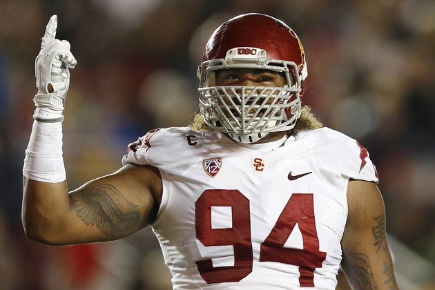 CHESTNUT HILL, MA - SEPTEMBER 13: Defensive end Leonard Williams #94 of the USC Trojans during the first half against the Boston College Eagles at Alumni Stadium on September 13, 2014 in Chestnut Hill, Massachusetts.  (Photo by Winslow Townson/Getty Images)