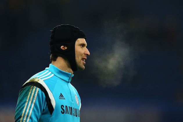 LONDON, ENGLAND - JANUARY 04:  Petr Cech of Chelsea looks on duirng the warm up prior to the FA Cup Third Round match between Chelsea and Watford at Stamford Bridge on January 4, 2015 in London, England.  (Photo by Richard Heathcote/Getty Images)