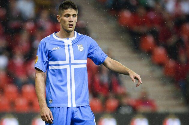 LIEGE,BELGIUM - SEPTEMBER 18:  Andrej Kramaric of HNK Rijeka  in action during the UEFA Europa League Group G match between R. Standard de Liege and HNK Rijeka at the Stade Maurice Dufrasne on September 18,2014 in Liege,Belgium. (Photo by Laurie Dieffembacq/Belga Photo/EuroFootball/Getty Images)