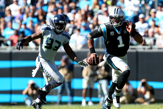 CHARLOTTE, NC - OCTOBER 26:  Cam Newton #1 of the Carolina Panthers during the game at Bank of America Stadium on October 26, 2014 in Charlotte, North Carolina.  (Photo by Streeter Lecka/Getty Images)