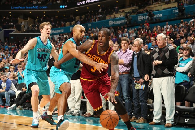 CHARLOTTE, NC - JANUARY 2:  Dion Waiters #3 of the Cleveland Cavaliers drives around Gerald Henderson #9 of the Charlotte Hornets during the game at the Time Warner Cable Arena on January 2, 2015 in Charlotte, North Carolina. NOTE TO USER: User expressly acknowledges and agrees that, by downloading and or using this photograph, User is consenting to the terms and conditions of the Getty Images License Agreement.  Mandatory Copyright Notice:  Copyright 2014 NBAE (Photo by Kent Smith/NBAE via Getty Images)