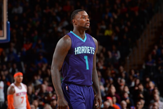 NEW YORK, NY - NOVEMBER 2:  Lance Stephenson #1 of the Charlotte Hornets during the game against the New York Knicks on November 2, 2014 at Madison Square Garden in New York City, New York. NOTE TO USER: User expressly acknowledges and agrees that, by downloading and or using this Photograph, user is consenting to the terms and conditions of the Getty Images License Agreement. Mandatory Copyright Notice: Copyright 2014 NBAE (Photo by Jesse Garrabrant/NBAE via Getty Images)