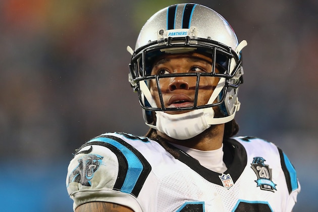 CHARLOTTE, NC - JANUARY 03:  Kelvin Benjamin #13 of the Carolina Panthers checks a replay on the big screen in the 1st half against the Arizona Cardinals during their NFC Wild Card Playoff game at Bank of America Stadium on January 3, 2015 in Charlotte, North Carolina.  (Photo by Streeter Lecka/Getty Images)