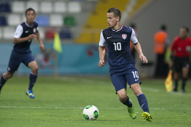 United States' Luis Gil during the Under-20 World Cup Group A soccer match between Ghana and the U.S. in Kayseri, Turkey, Thursday, June 27, 2013. (AP Photo/Gero Breloer)