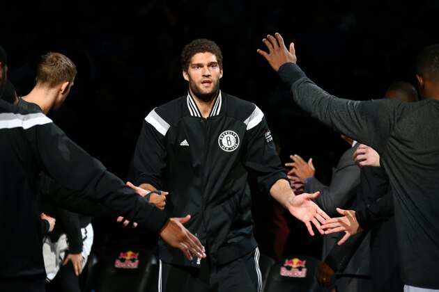 BROOKLYN, NY - JANUARY 5:  Brook Lopez #11 of the Brooklyn Nets before the game against the Dallas Mavericks on January 5, 2015 at Barclays Center in Brooklyn, New York. NOTE TO USER: User expressly acknowledges and agrees that, by downloading and or using this Photograph, user is consenting to the terms and conditions of the Getty Images License Agreement. Mandatory Copyright Notice: Copyright 2015 NBAE (Photo by Nathaniel S. Butler/NBAE via Getty Images)