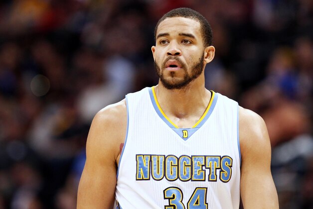 Nov 21, 2014; Denver, CO, USA; Denver Nuggets center JaVale McGee (34) in the fourth quarter against the New Orleans Pelicans at Pepsi Center. The Nuggets won 117-97. Mandatory Credit: Isaiah J. Downing-USA TODAY Sports