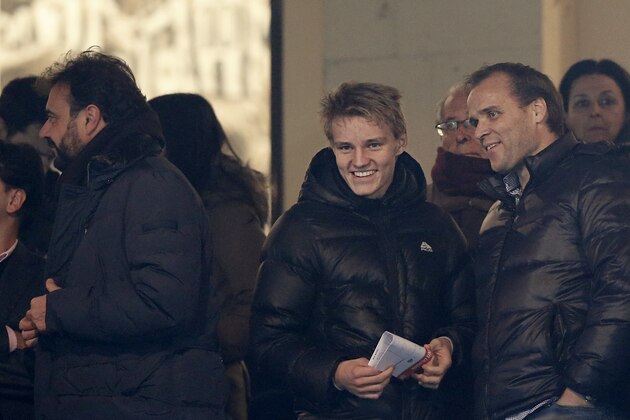 Norway's Martin Odegaard waits for the start of a round of 16, 1st leg, Copa del Rey soccer match between Atletico de Madrid and Real Madrid at the Vicente Calderon stadium in Madrid, Spain, Wednesday, Jan. 7, 2015 . (AP Photo/Daniel Ochoa de Olza)
