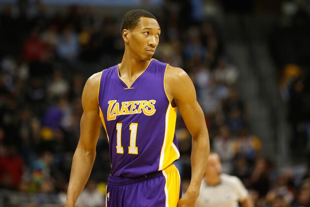 Dec 30, 2014; Denver, CO, USA; Los Angeles Lakers forward Wesley Johnson (11) during the game against the Denver Nuggets at Pepsi Center. The Lakers won 111-103.  Mandatory Credit: Chris Humphreys-USA TODAY Sports
