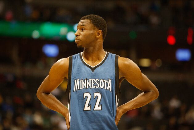 Dec 26, 2014; Denver, CO, USA; Minnesota Timberwolves forward Andrew Wiggins (22) during the game against the Denver Nuggets at Pepsi Center. Mandatory Credit: Chris Humphreys-USA TODAY Sports Dec 26, 2014; Denver, CO, USA; Minnesota Timberwolves forward Andrew Wiggins (22) during the game against the Denver Nuggets at Pepsi Center. Mandatory Credit: Chris Humphreys-USA TODAY Sports