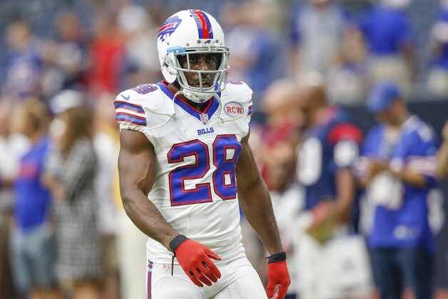 Sep 28, 2014; Houston, TX, USA; Buffalo Bills running back C.J. Spiller (28) warms up before the game against the Houston Texans at NRG Stadium. Mandatory Credit: Kevin Jairaj-USA TODAY Sports
