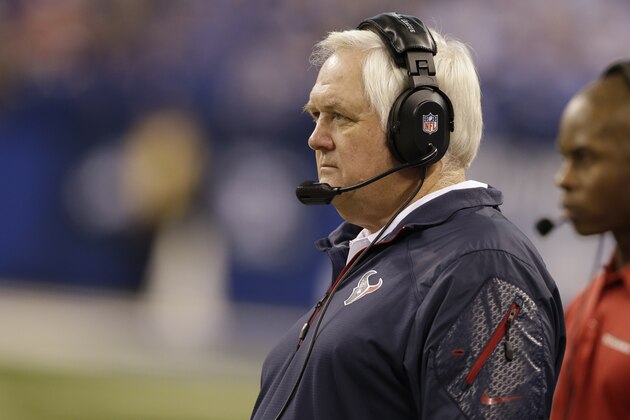 Houston Texans head coach Wade Phillips during the second half of an NFL football game against the Indianapolis Colts in Indianapolis, Sunday, Dec. 15, 2013. (AP Photo/Darron Cummings)
