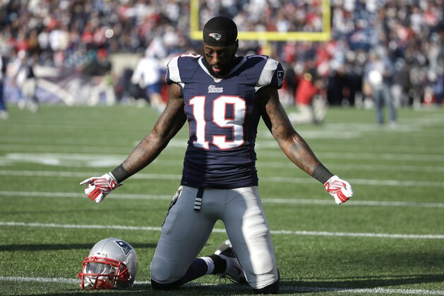 New England Patriots wide receiver Brandon LaFell pauses before an NFL football game against the Detroit Lions, Sunday, Nov. 23, 2014, in Foxborough, Mass. (AP Photo/Steven Senne) New England Patriots wide receiver Brandon LaFell pauses before an NFL football game against the Detroit Lions, Sunday, Nov. 23, 2014, in Foxborough, Mass. (AP Photo/Steven Senne)