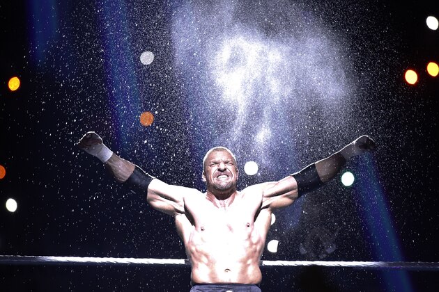 Triple H enters the ring during Wrestlemania XXX at the Mercedes-Benz Super Dome in New Orleans on Sunday, April 6, 2014. (Jonathan Bachman/AP Images for WWE)