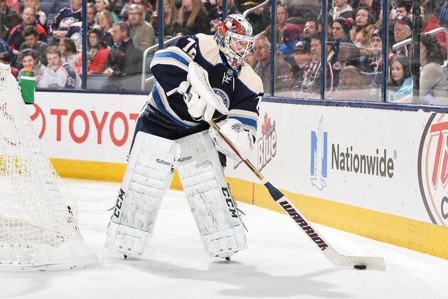 COLUMBUS, OH - DECEMBER 18: Goaltender Sergei Bobrovsky #72 of the Columbus Blue Jackets skates with the puck against the Washington Capitals on December 18, 2014 at Nationwide Arena in Columbus, Ohio. Washington defeated Columbus 5-4 in overtime. (Photo by Jamie Sabau/NHLI via Getty Images) COLUMBUS, OH - DECEMBER 18: Goaltender Sergei Bobrovsky #72 of the Columbus Blue Jackets skates with the puck against the Washington Capitals on December 18, 2014 at Nationwide Arena in Columbus, Ohio. Washington defeated Columbus 5-4 in overtime. (Photo by Jamie Sabau/NHLI via Getty Images)