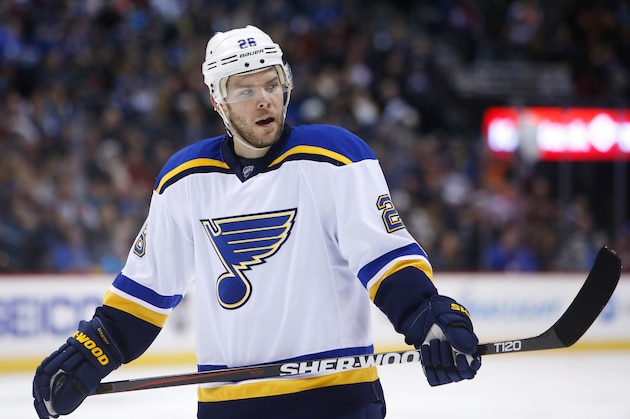 Dec 23, 2014; Denver, CO, USA; St. Louis Blues center Paul Stastny (26) during the game against the Colorado Avalanche at Pepsi Center.  The Avalanche won 5-0.  Mandatory Credit: Chris Humphreys-USA TODAY Sports