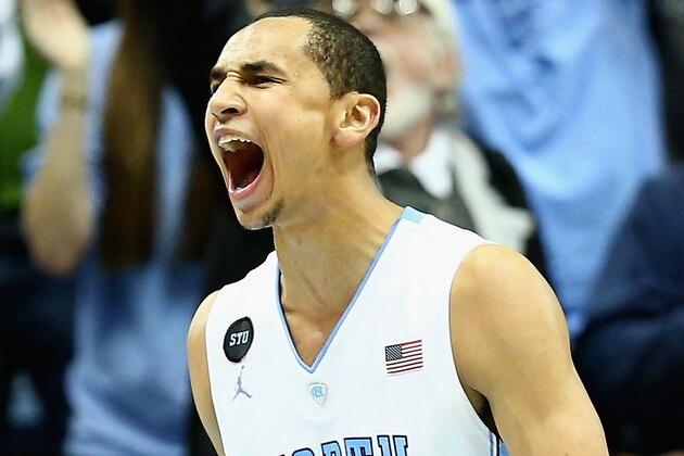 CHAPEL HILL, NC - JANUARY 05:  Marcus Paige #5 of the North Carolina Tar Heels reacts after a basket against the Notre Dame Fighting Irish during their game at Dean Smith Center on January 5, 2015 in Chapel Hill, North Carolina.  (Photo by Streeter Lecka/Getty Images)