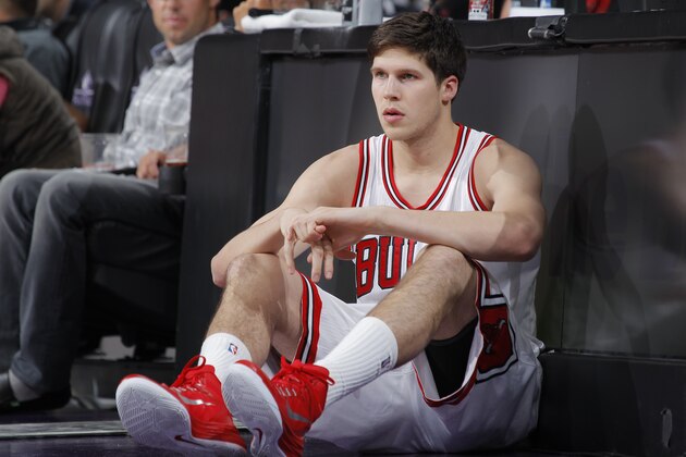 SACRAMENTO, CA - NOVEMBER 20: Doug McDermott #3 of the Chicago Bulls waits to enter into the game against the Sacramento Kings on November 20, 2014 at Sleep Train Arena in Sacramento, California. NOTE TO USER: User expressly acknowledges and agrees that, by downloading and or using this photograph, User is consenting to the terms and conditions of the Getty Images Agreement. Mandatory Copyright Notice: Copyright 2014 NBAE (Photo by Rocky Widner/NBAE via Getty Images)