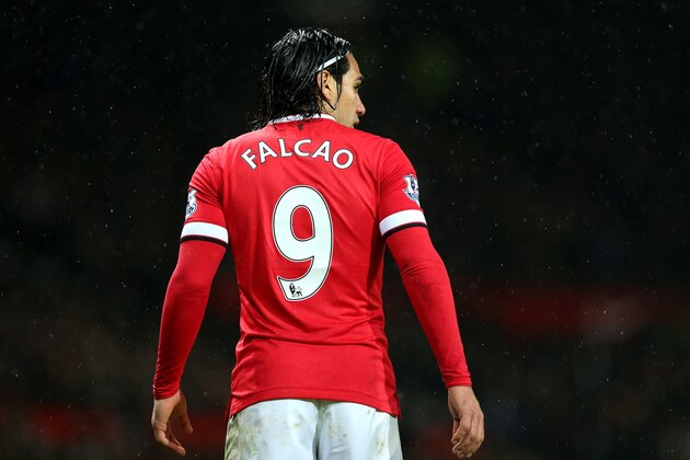 MANCHESTER, ENGLAND - DECEMBER 26:  Radamel Falcao of Manchester United looks on during the Barclays Premier League match between Manchester United and Newcastle United at Old Trafford on December 26, 2014 in Manchester, England.  (Photo by Alex Livesey/Getty Images)