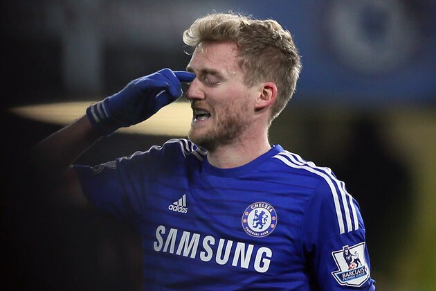Chelsea’s Andre Schurrle looks dejected after missing a chance during the English FA Cup third round soccer match between Chelsea and Watford at Stamford Bridge in London, England, Sunday, Jan. 4, 2015. (AP Photo/Tim Ireland)