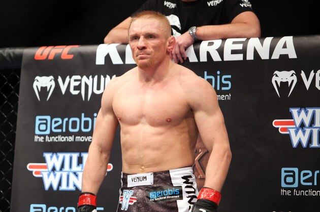 Dennis Siver before a bout against Nam Phan during a mixed martial arts bout at a UFC on FOX event in Seattle, Saturday, Dec. 8, 2012. Siver won via 3-round unanimous decision. (AP Photo/Gregory Payan)