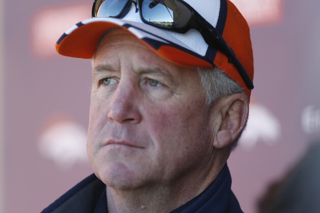 Denver Broncos head coach John Fox considers a question from a reporter during a news conference after a team practice for an NFL football divisional playoff game against the Indianapolis Colts Thursday, Jan. 8, 2015, in Englewood, Colo. (AP Photo/David Zalubowski)