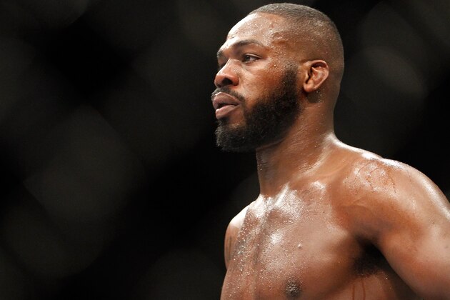 LAS VEGAS, NV - JANUARY 03:  Light heavyweight champion Jon Jones waits in a time-out as he defends his title against Daniel Cormier during the UFC 182 event  at the MGM Grand Garden Arena on January 3, 2015 in Las Vegas, Nevada. Jones retained his title by unanimous decision. (Photo by Steve Marcus/Getty Images)