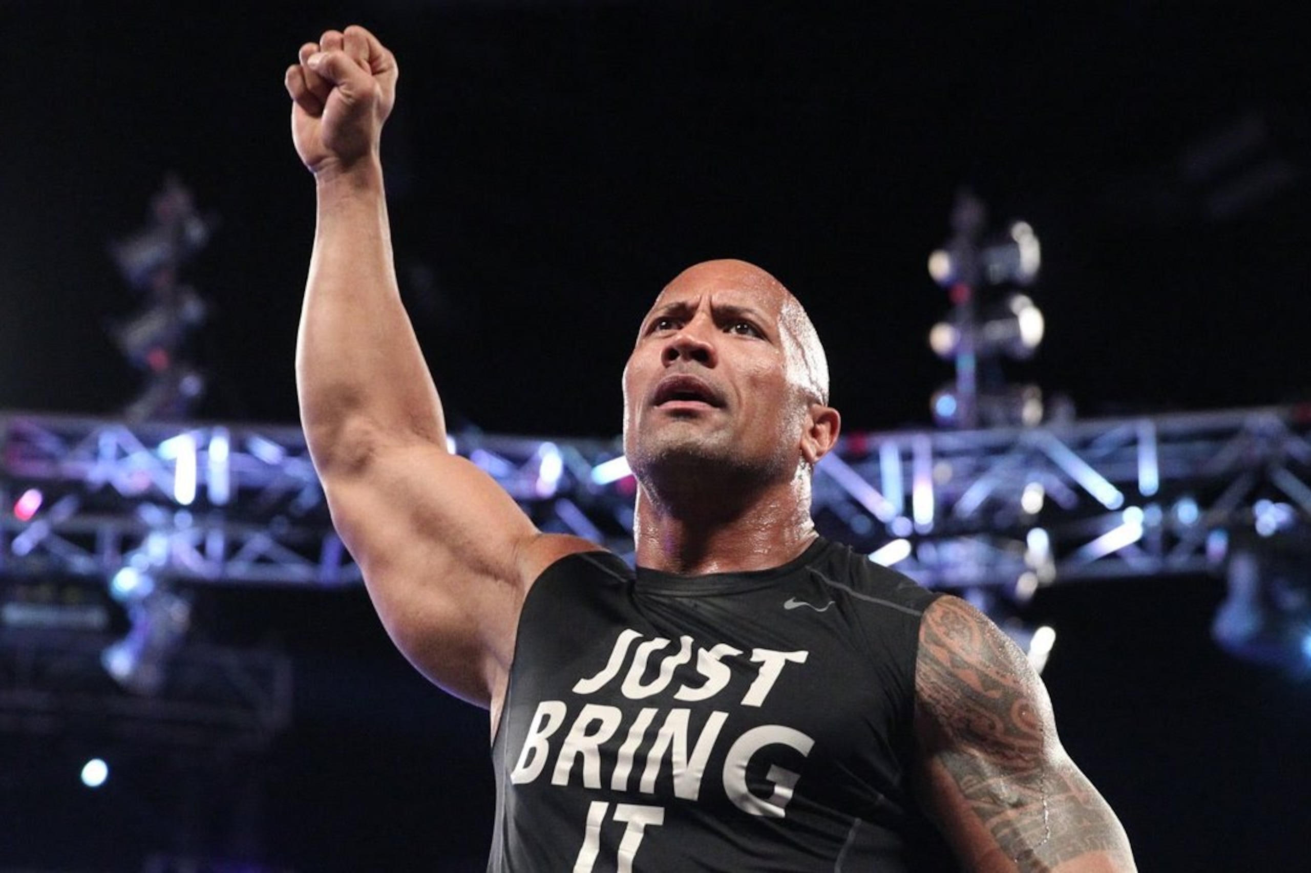 Dwayne Johnson aka The Rock is seen during Wrestlemania XXX at the Mercedes-Benz Super Dome in New Orleans on Sunday, April 6, 2014. (Jonathan Bachman/AP Images for WWE)
